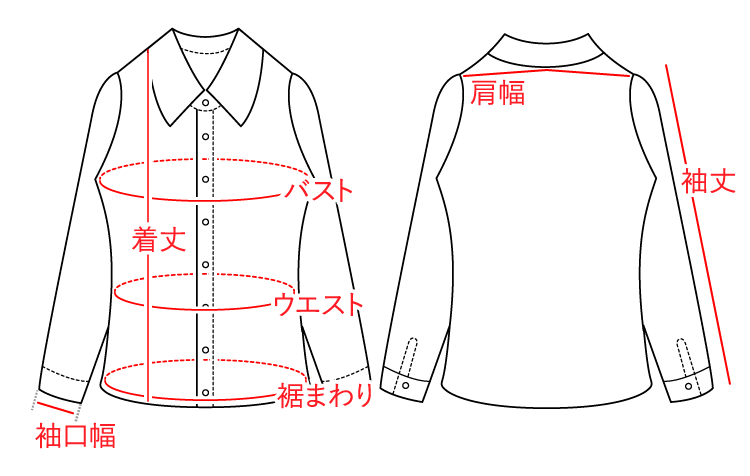 シャツ類 サイズガイド