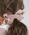 レディース/アクセサリー/ヘアアクセサリー/バレッタ/ベロア/リボン/チャーム/上品/大人かわいい/フェミニン/サテン/ハーフアップ/まとめ髪/オールシーズン/ヘアアレンジ/アイボリー/ホワイト/ピンク/グレージュ/グレー/ブラック