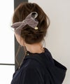 レディース/アクセサリー/ヘアアクセサリー/バレッタ/ベロア/リボン/チャーム/上品/大人かわいい/フェミニン/サテン/ハーフアップ/まとめ髪/オールシーズン/ヘアアレンジ/アイボリー/ホワイト/ピンク/グレージュ/グレー/ブラック
