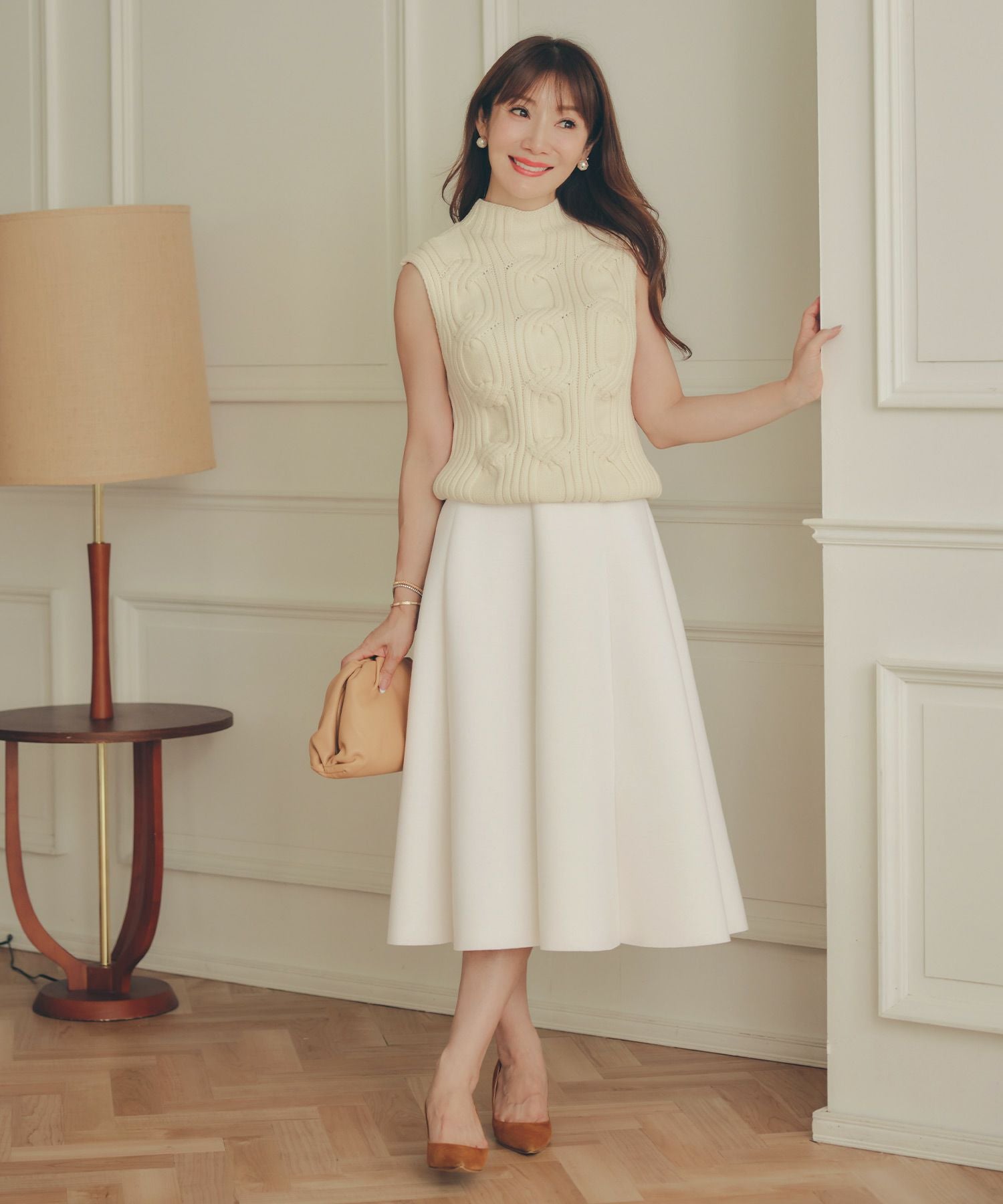 TIME-SALE ボンディング フレア スカート Liala×PG 全5色｜lpg612-0302