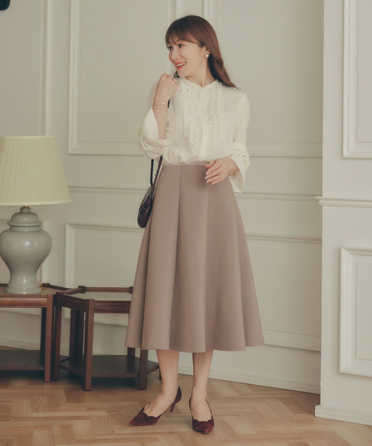 S/M/L 新色追加 上品 オールシーズン オケージョン フェニミン オフィス 大人可愛い ミディ丈 ジョイントスペース