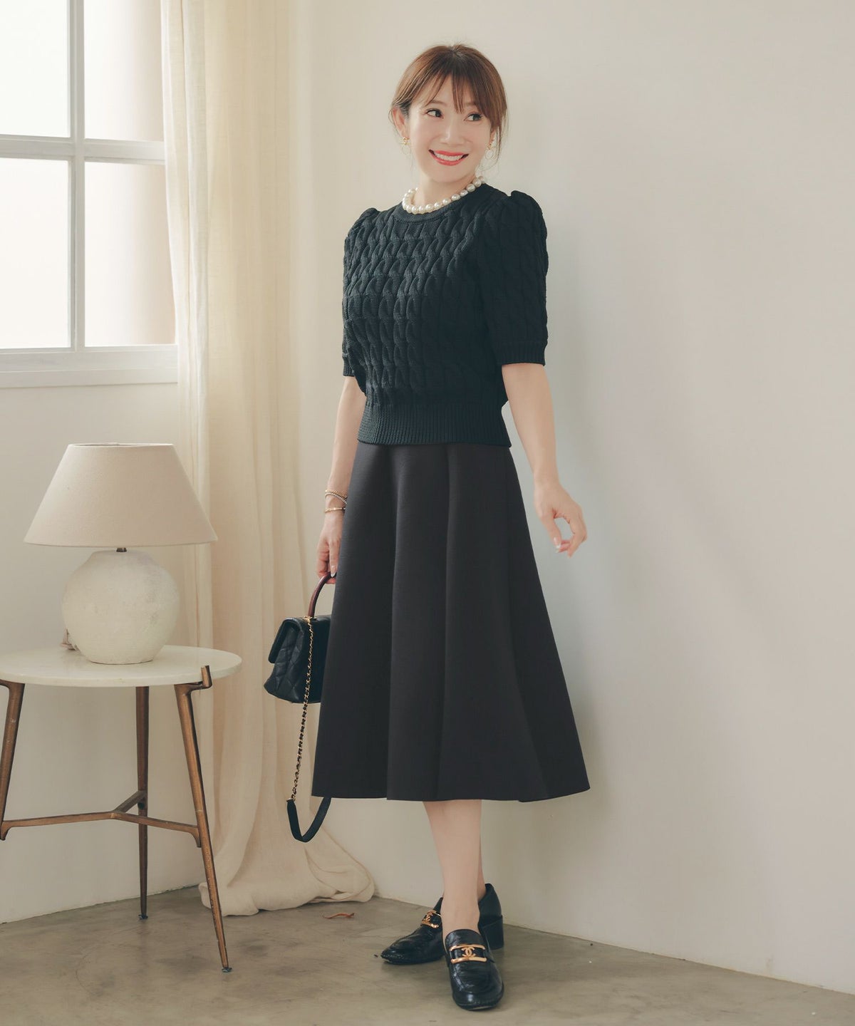 S/M/L 新色追加 上品 オールシーズン オケージョン フェニミン オフィス 大人可愛い ミディ丈 ジョイントスペース