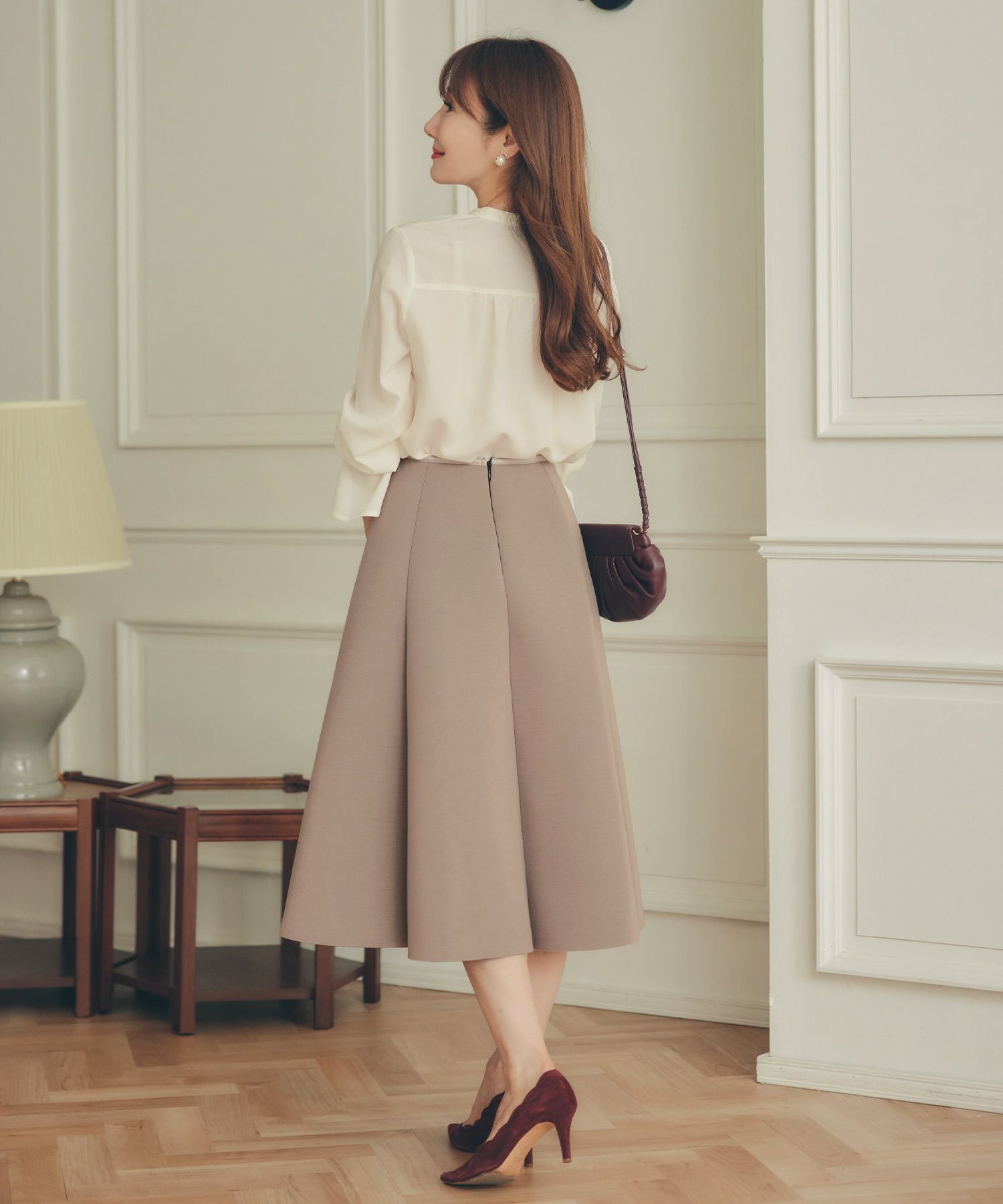 TIME-SALE ボンディング フレア スカート Liala×PG 全5色｜lpg612-0302