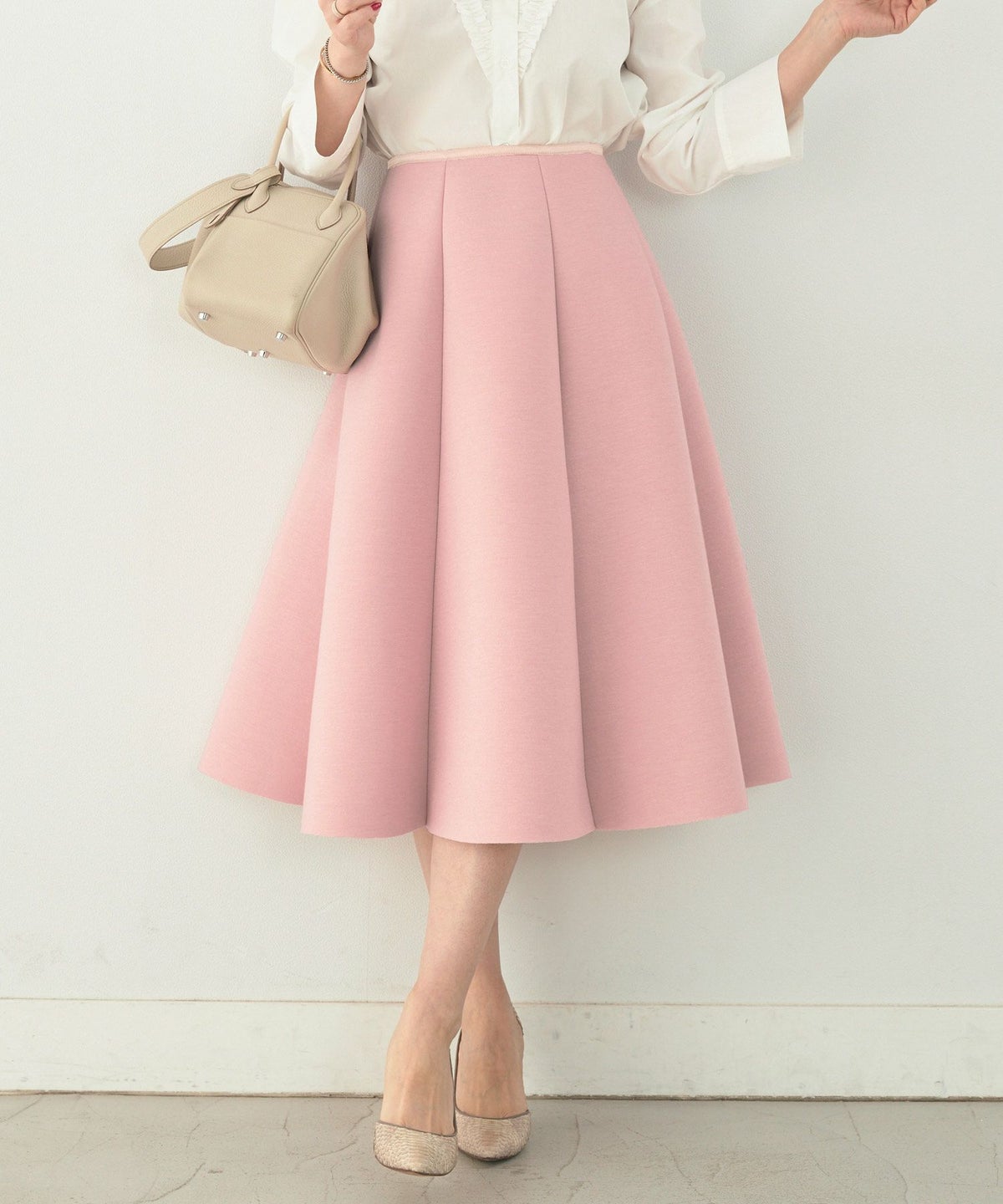 S/M/L 新色追加 上品 オールシーズン オケージョン フェニミン オフィス 大人可愛い ミディ丈 ジョイントスペース