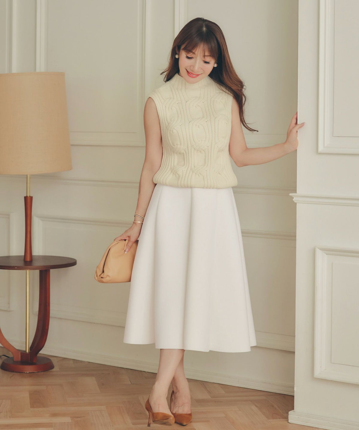 S/M/L 新色追加 上品 オールシーズン オケージョン フェニミン オフィス 大人可愛い ミディ丈 ジョイントスペース