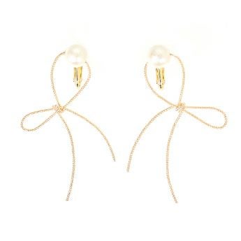 リボン ポイント パール ピアス イヤリング Ribbon Point Pearl Pierce Earring Liala