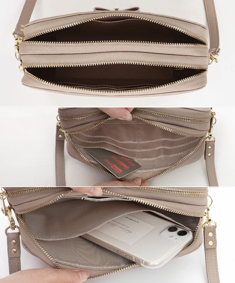 新色/newcolor/バッグ/小物/雑貨/ウォレット/ミニ/キルティング/ショルダー/リボン/ポシェット/ピンク/ベージュ/ブラック/ポケット/多収納/ショルダーストラップ/長さ調節/フェミニン/大人かわいい/高見え