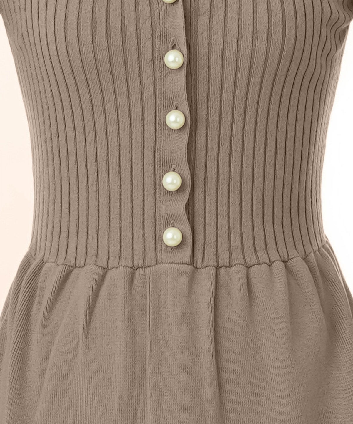 プリマシェレル/PrimaScherrer/レディース/ワンピース/パールボタン/ワイドリブ/ニット/新色追加/手洗い可/8分袖/長袖/Vネック/フロントボタン/S/M/フィット&フレア/授乳服/ブルー/グレー/ブラック/ペールピンク/グレージュ/グレー/モカ/ブラウン/ネイビー/