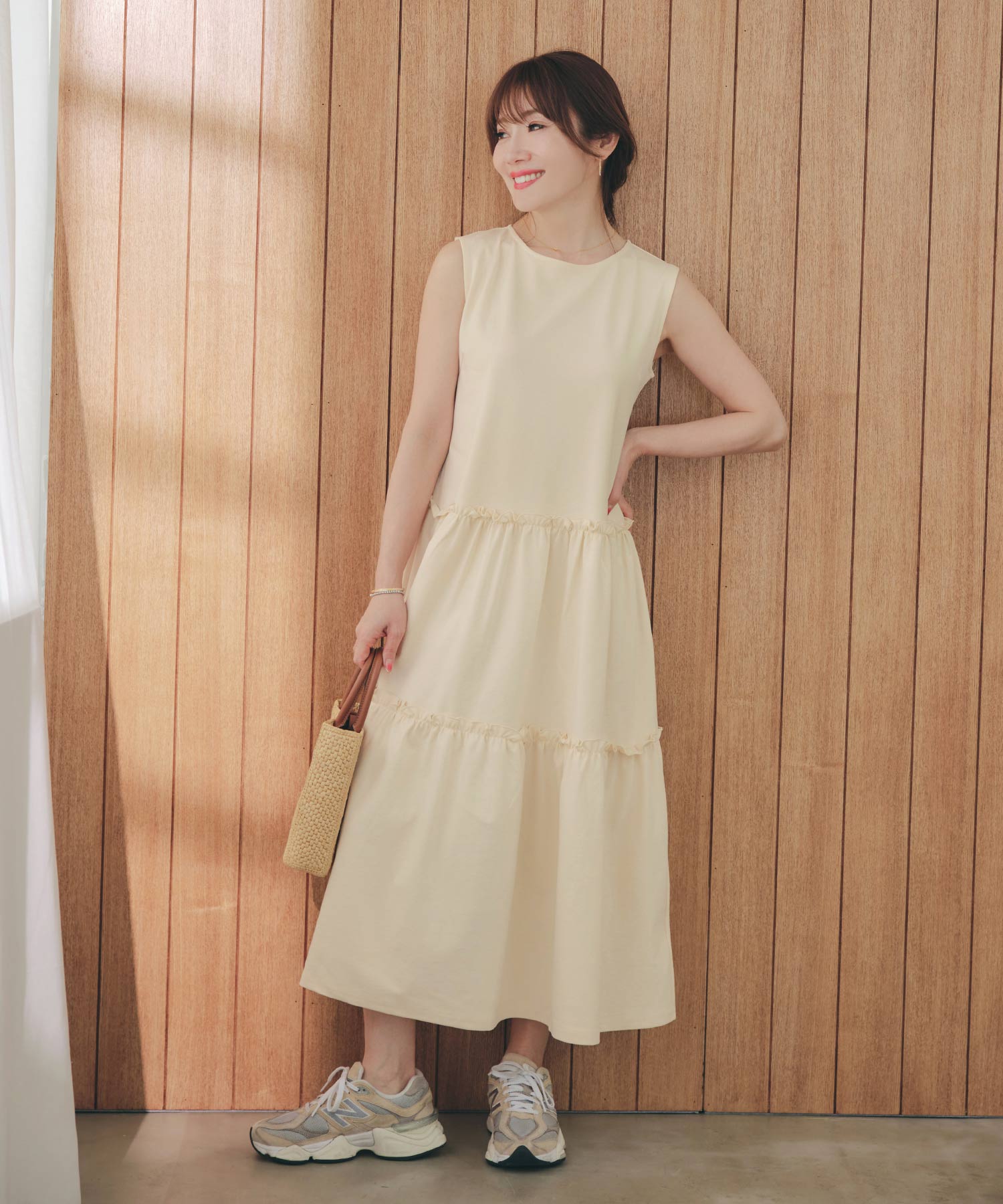 EarlyAutumn-SALE ロング丈 ティアード ワンピース Liala×PG 全8色