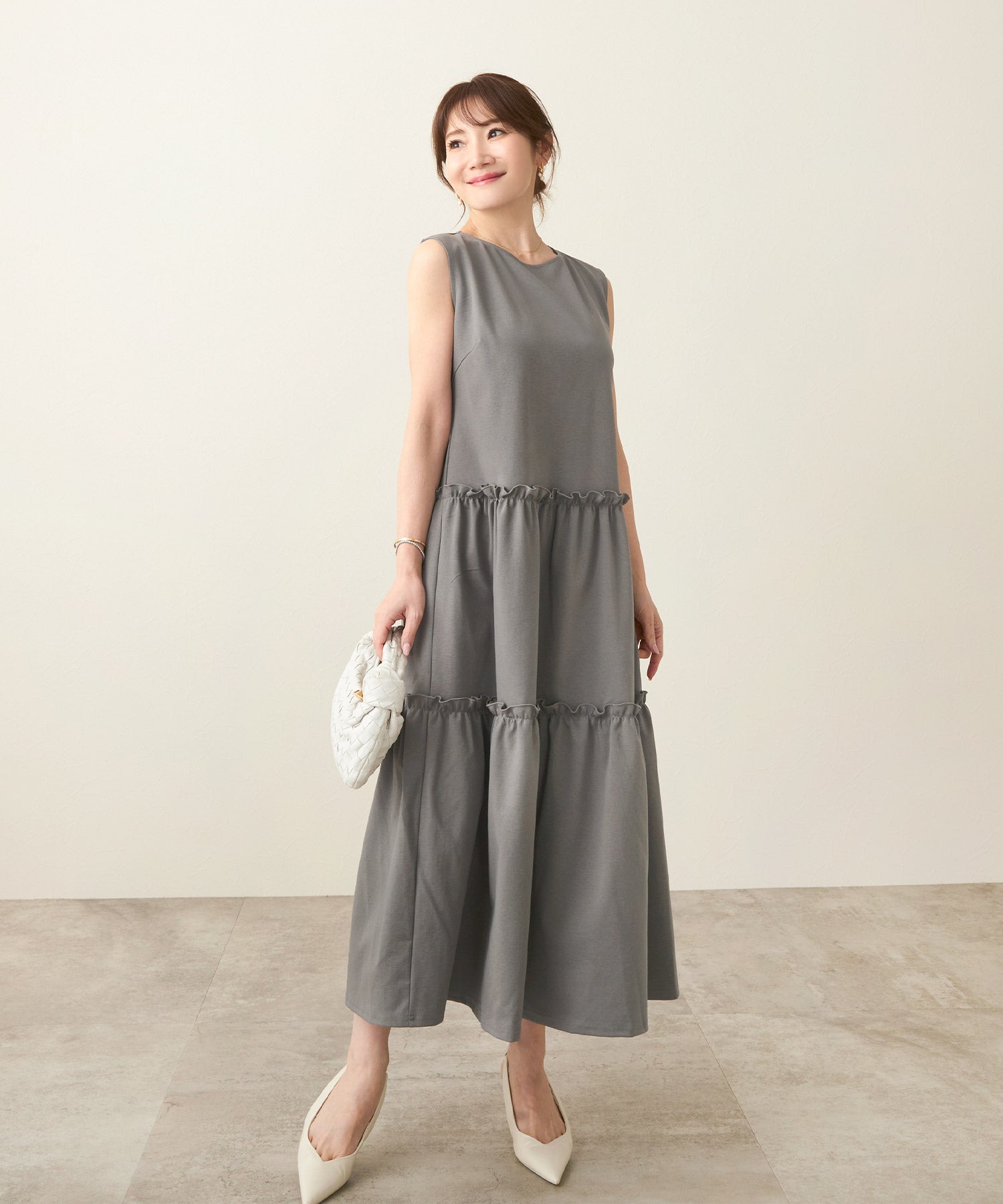 EarlyAutumn-SALE ロング丈 ティアード ワンピース Liala×PG 全8色