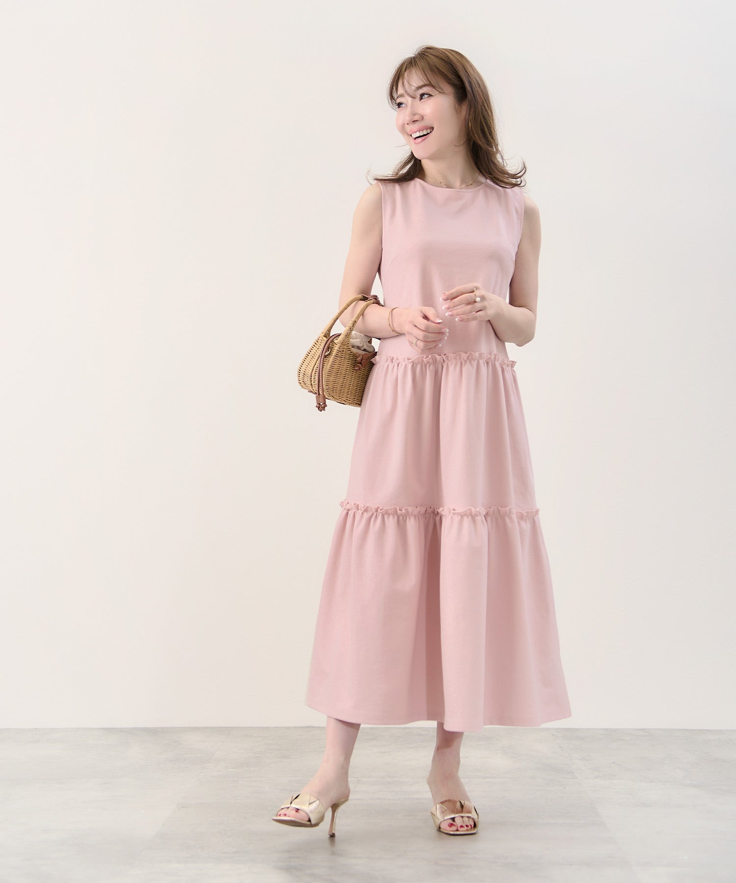完売商品Liala×PG ロング丈ティアードワンピース ピンク Sサイズ EarlyAutumn-SALE ロング丈 ティアード ワンピース Liala×PG 全8色