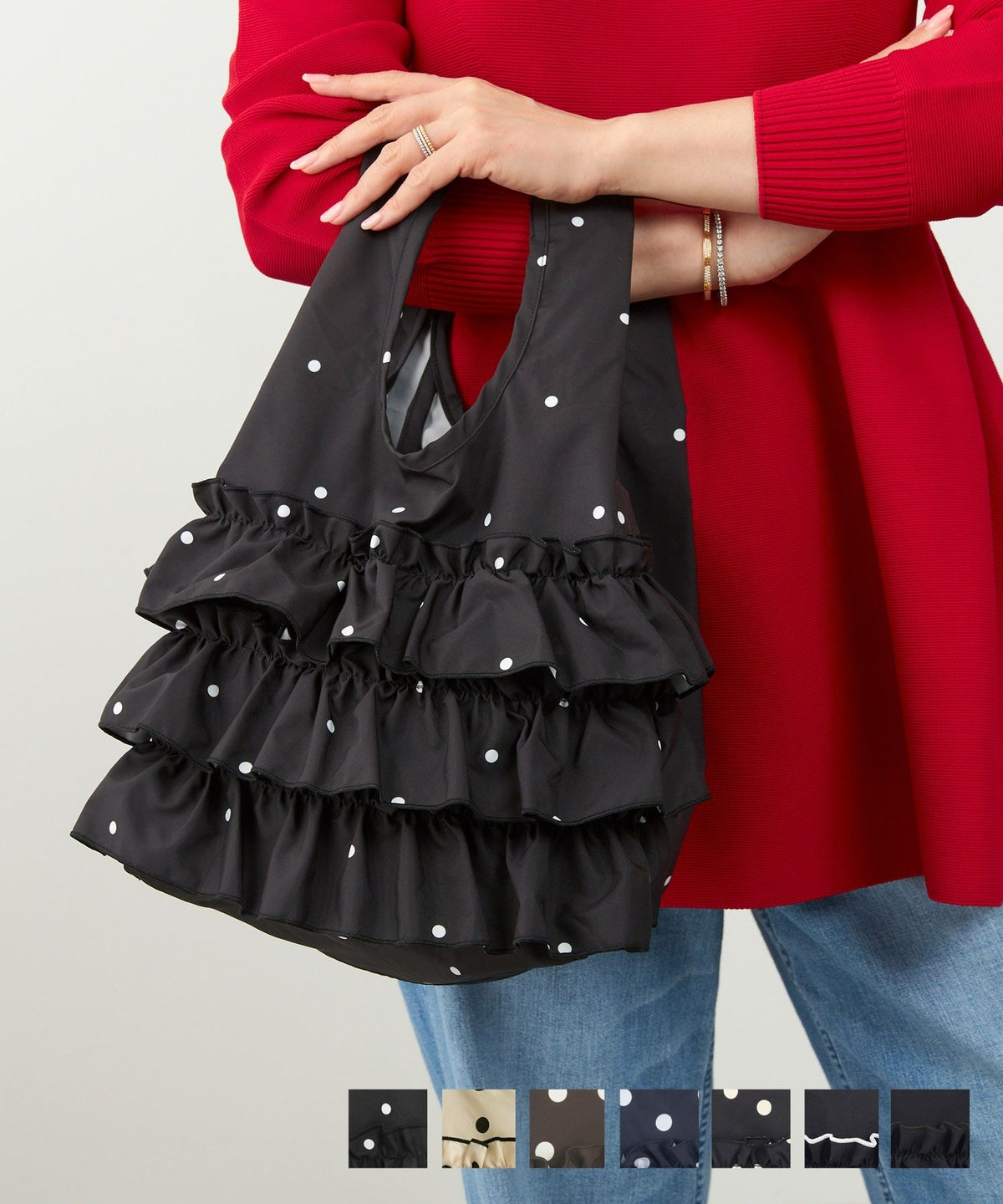 新色追加 洗濯可 バッグ 雑貨 小物 鞄 黒白 かわいい 大人 コンパクト ドット柄 プリント オフィス ジョイントスペース 水玉 エコ バッグ Liala×PG