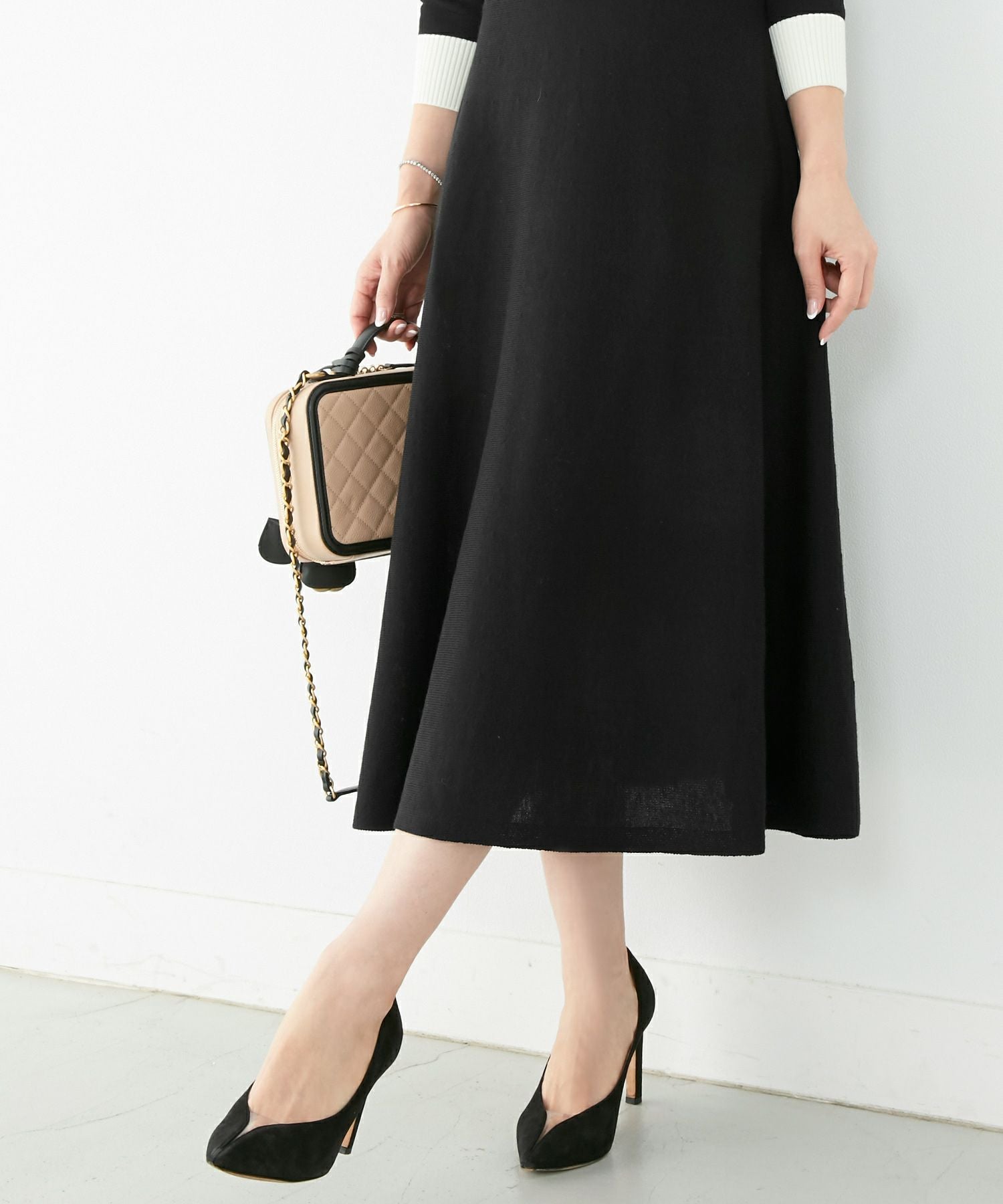 襟付き ニット ワンピース