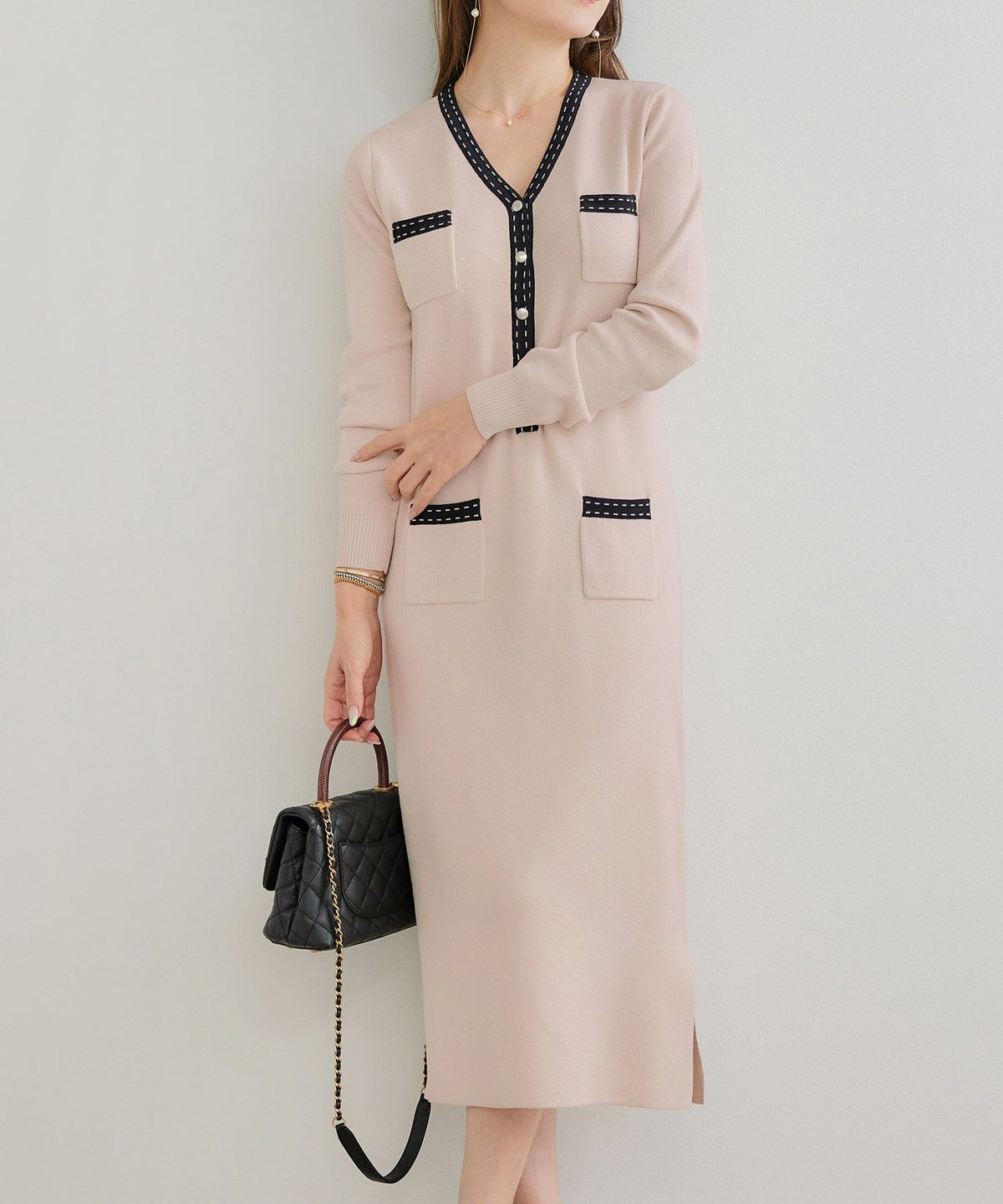 手洗い可 レディース 長袖 秋冬春 長袖 可愛い 上品 きれいめ オフィス 色 フェミニン ジョイントスペース