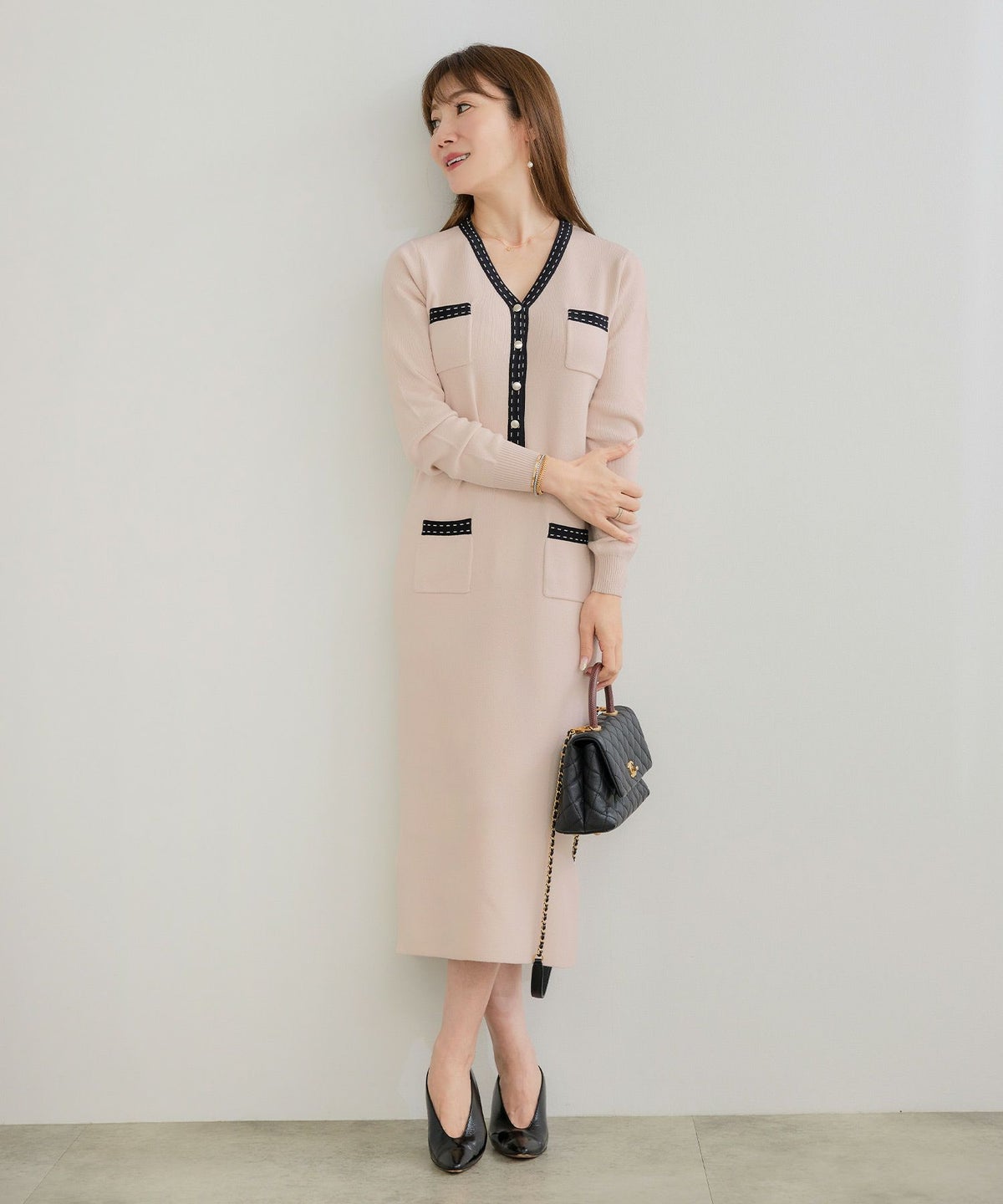 手洗い可 レディース 長袖 秋冬春 長袖 可愛い 上品 きれいめ オフィス 色 フェミニン ジョイントスペース