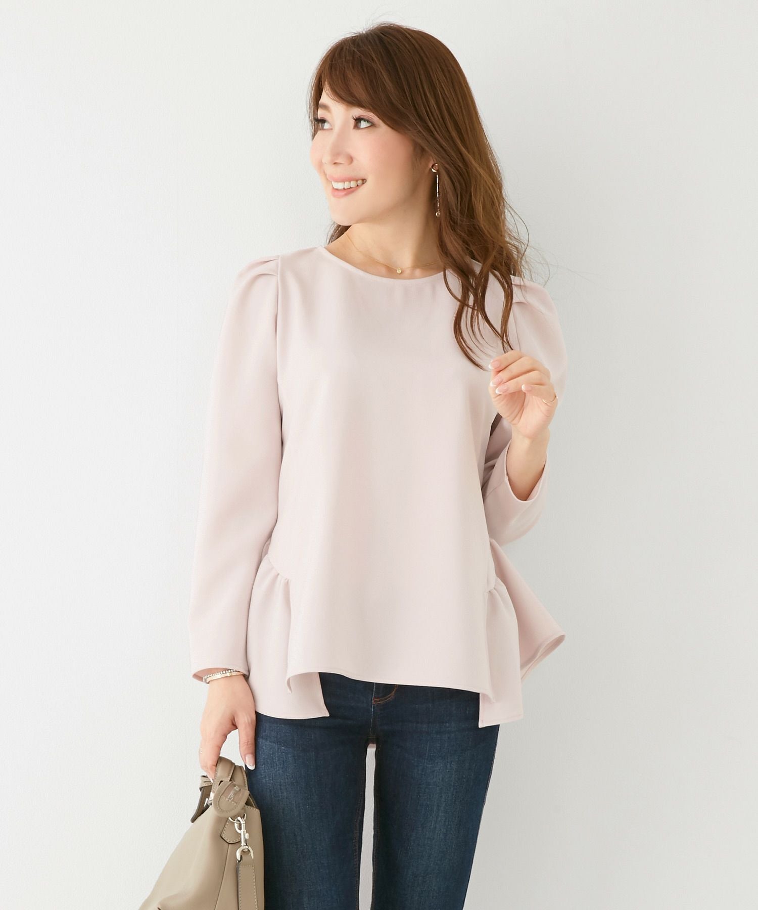 ペプラム パフスリーブ 9分袖 ブラウス Liala×PG