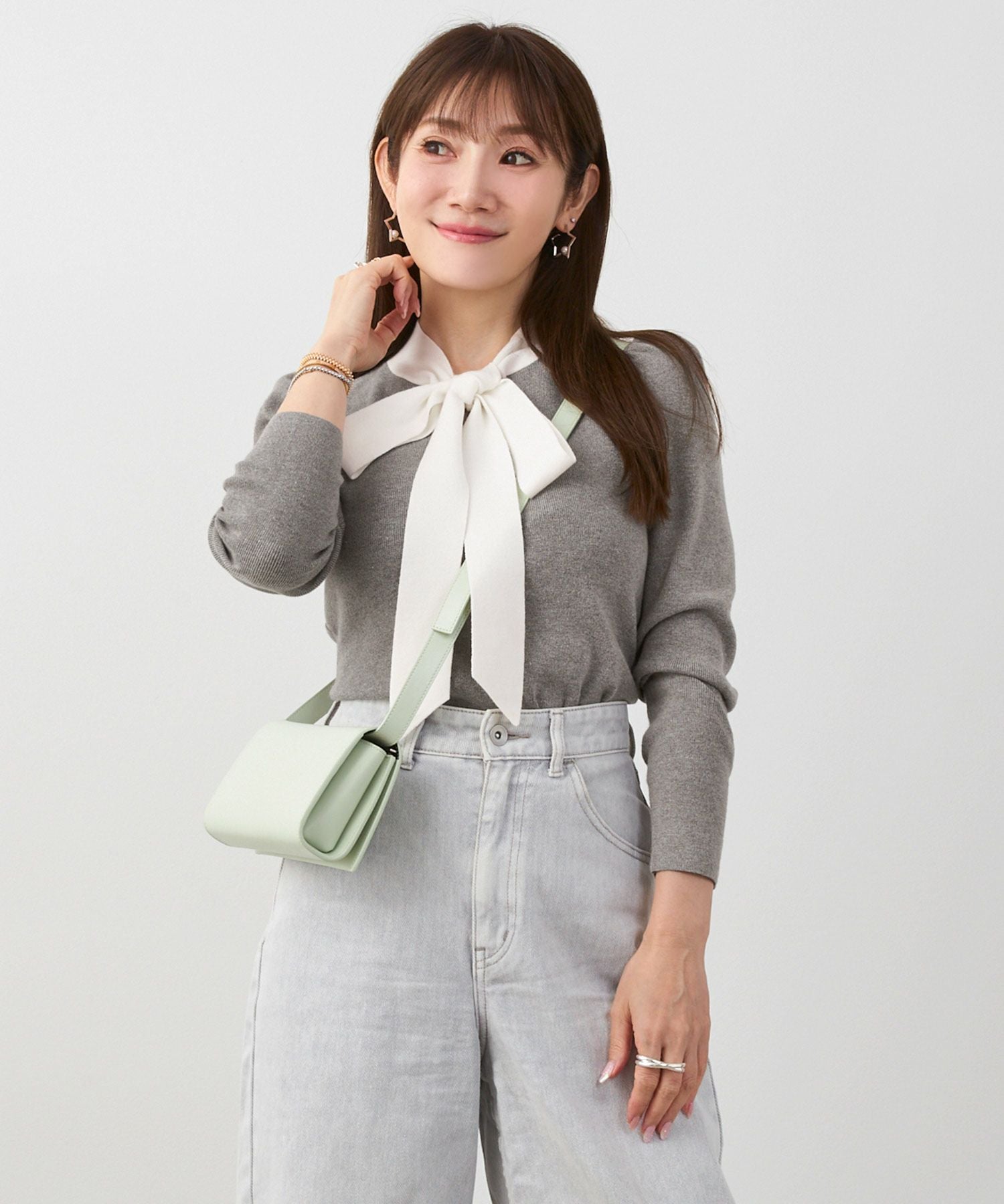 セブンテン ボウタイリボンニット グレー S 2wayボウタイリボンニット［N1126］[品番：KO000014933]｜KOBE LETTUCE