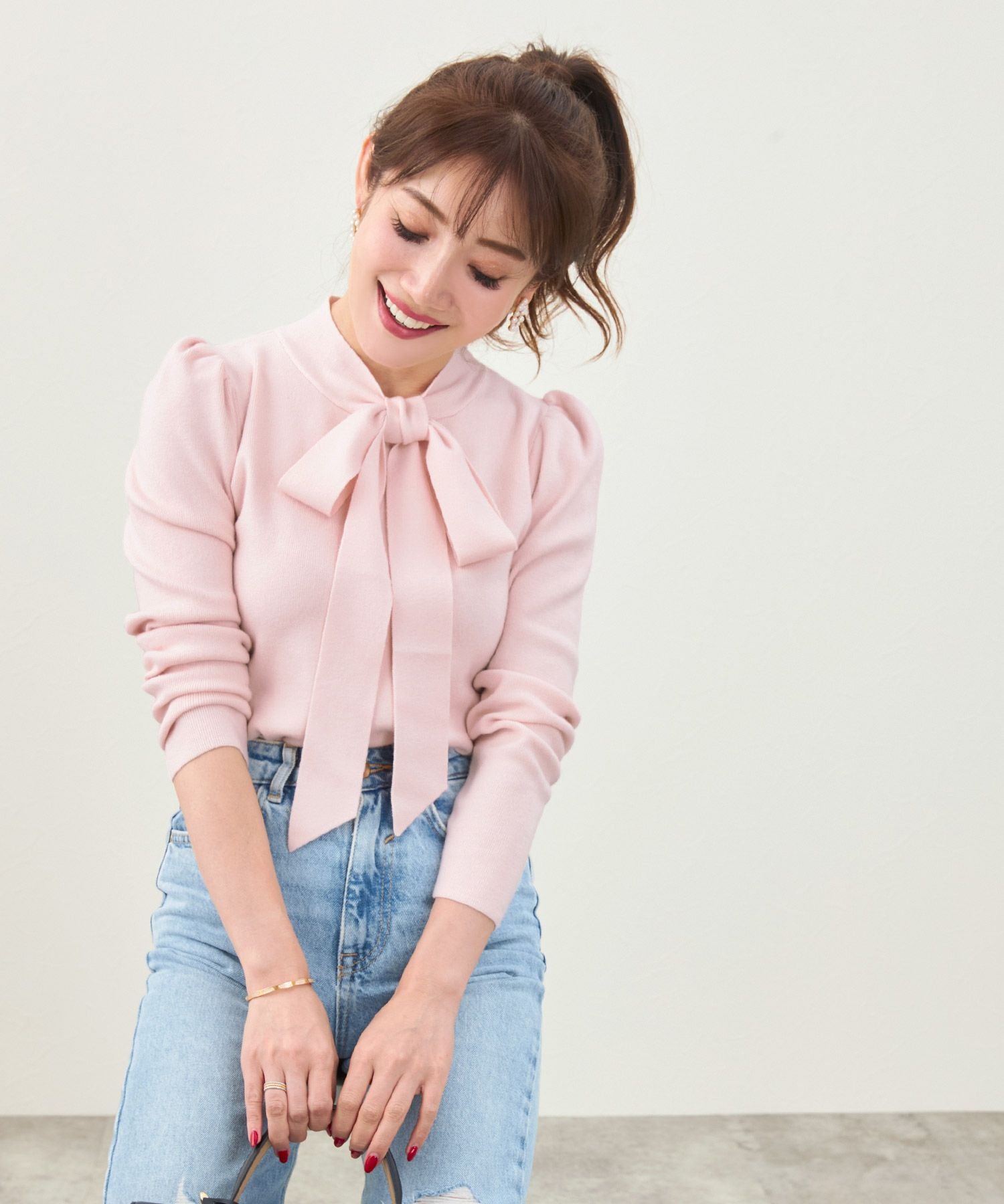 ボウタイ リボン ニット