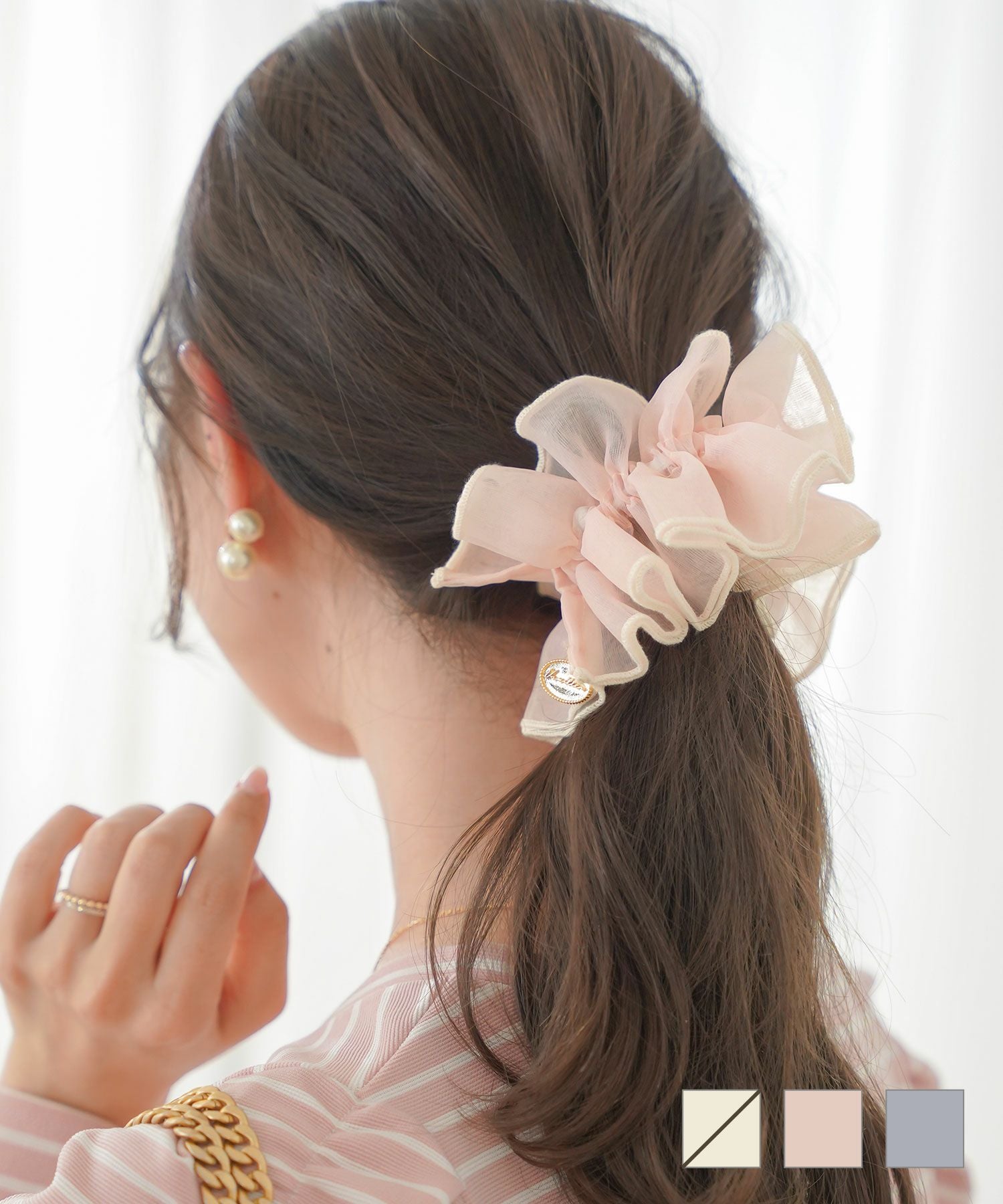 シュシュ フリル オーガンジー le reve vaniller 全3色｜lvn911-1178【14】