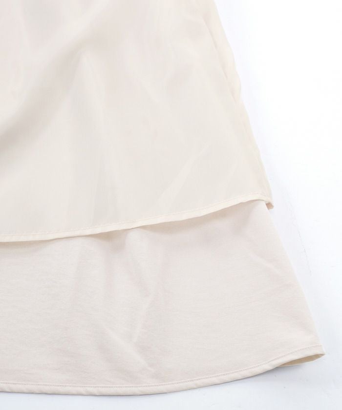 レディース/ワンピース/コットンタッチ/フリル/ティアード/フロント涙型開き/ボリューム袖/ボリュームスリーブ/9分袖/長袖/シャーリング/切替え/ミモレ丈/ロング丈/S/M/グレージュ/サックス/ネイビー/手洗い可/