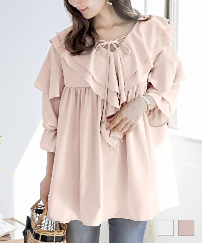 チュニック フリルカラー キャンディースリーブ le reve vaniller 全2