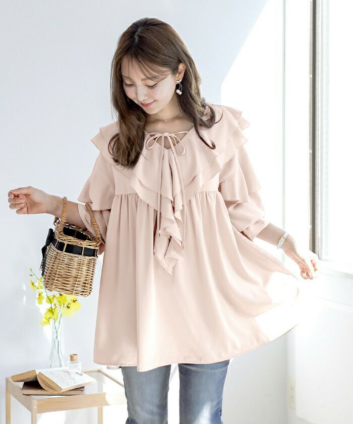 チュニック フリルカラー キャンディースリーブ le reve vaniller 全2