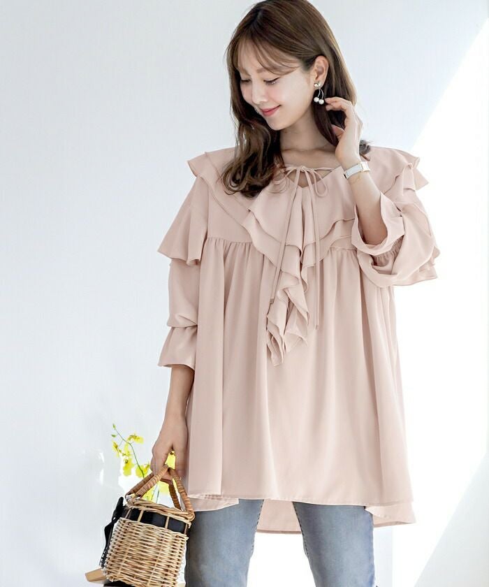 チュニック フリルカラー キャンディースリーブ le reve vaniller 全2