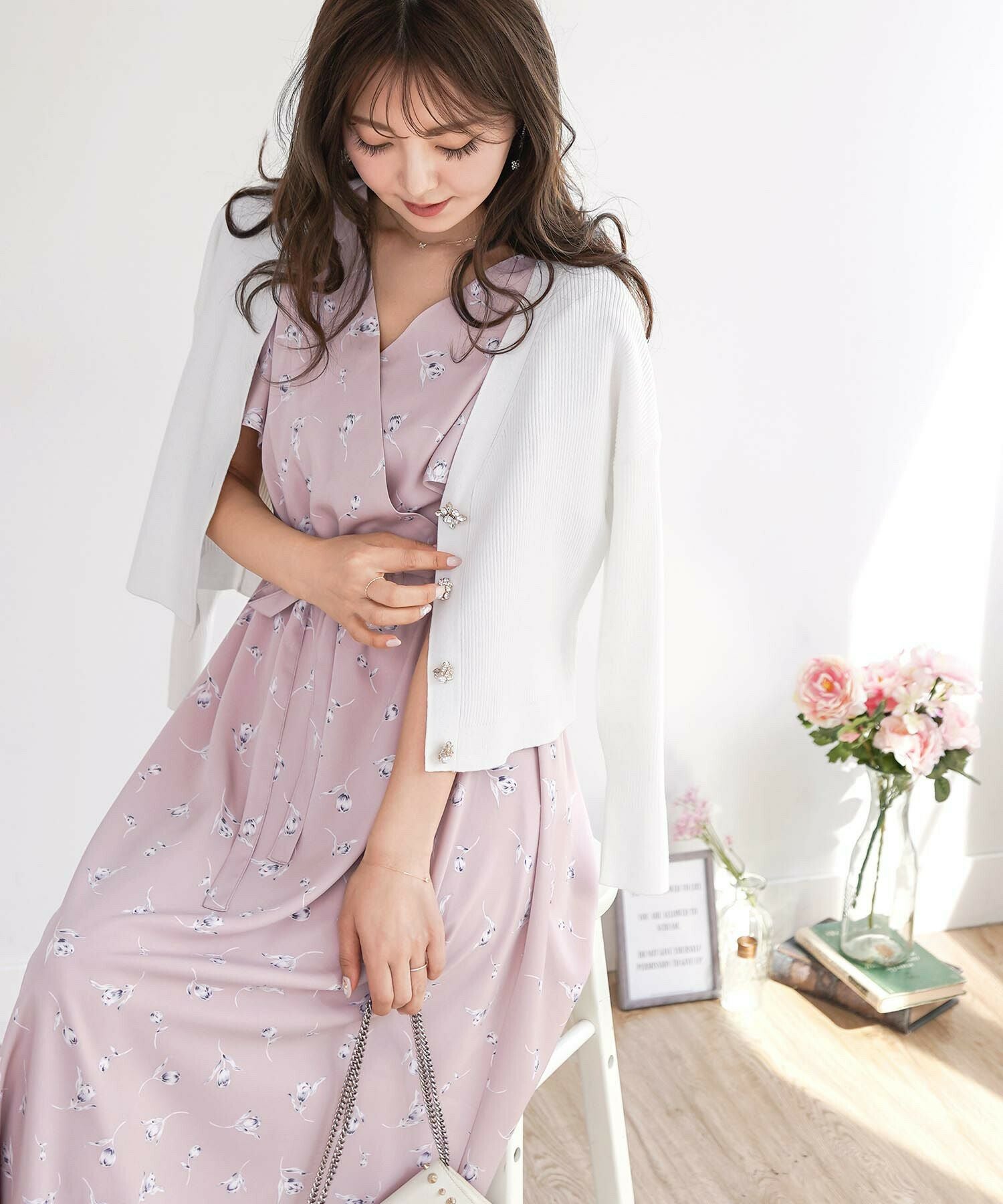 R❤︎♡lerevevaniller♡ビジューカーディガン ニット カーディガン ビジューボタン le reve vaniller 全6色｜lvn411