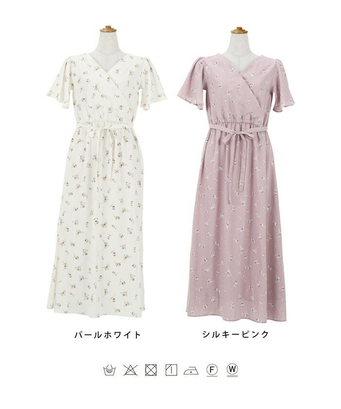 ワンピース フラワープリント カシュクール マキシ le reve vaniller
