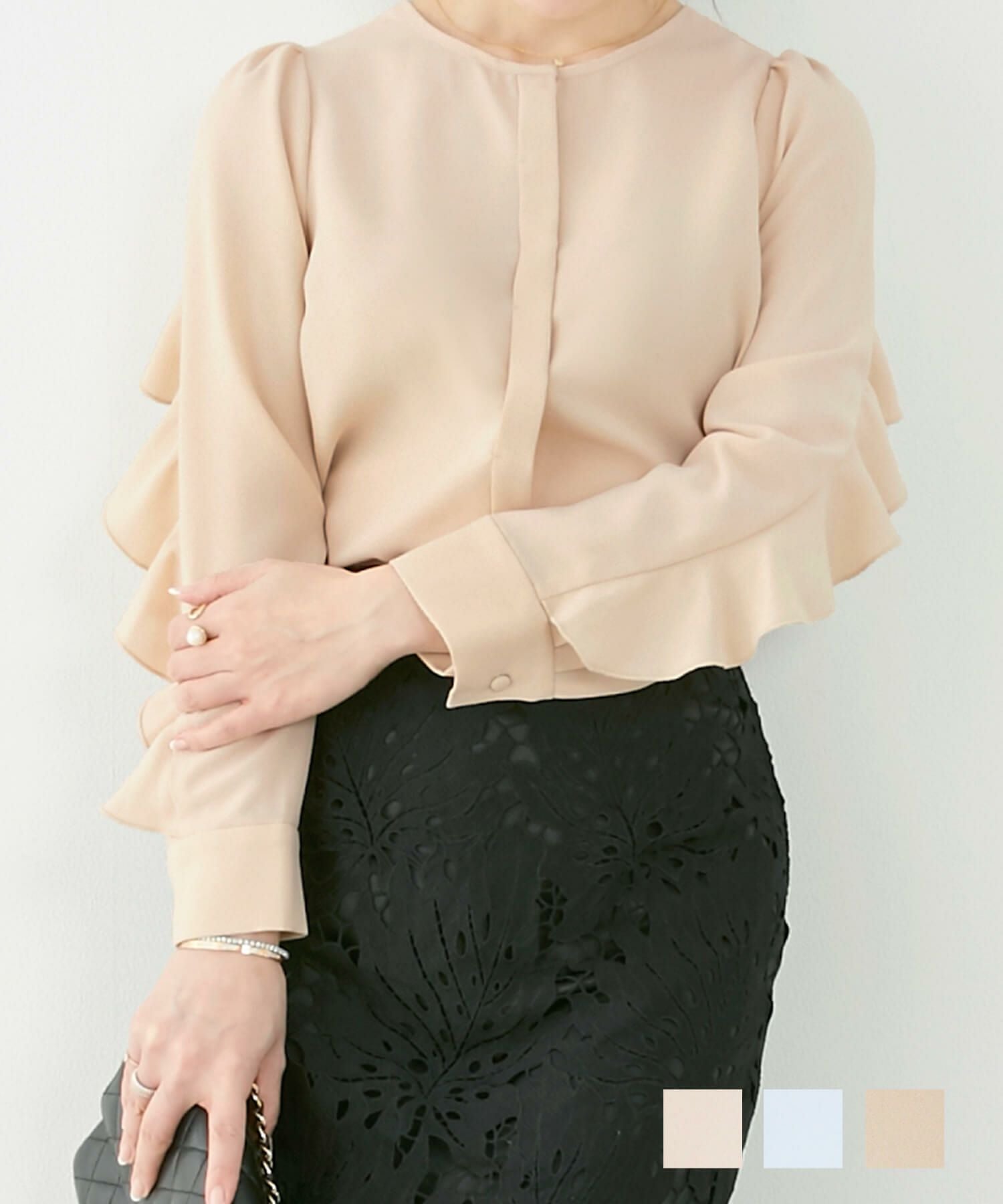 liala×pg/ラッフルジョーゼットブラウス ブラウス ラッフル ジョーゼット Liala×PG 全3色｜lpg811-1309【2