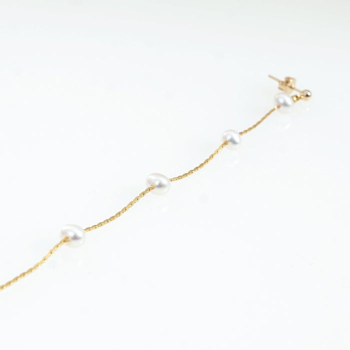 淡水 パール アシンメトリー ピアス イヤリング Freshwater Pearl Asymmetry Pierce Earring