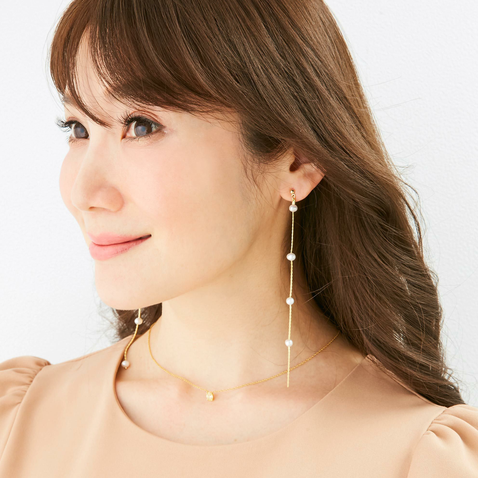 淡水 パール アシンメトリー ピアス イヤリング Freshwater Pearl