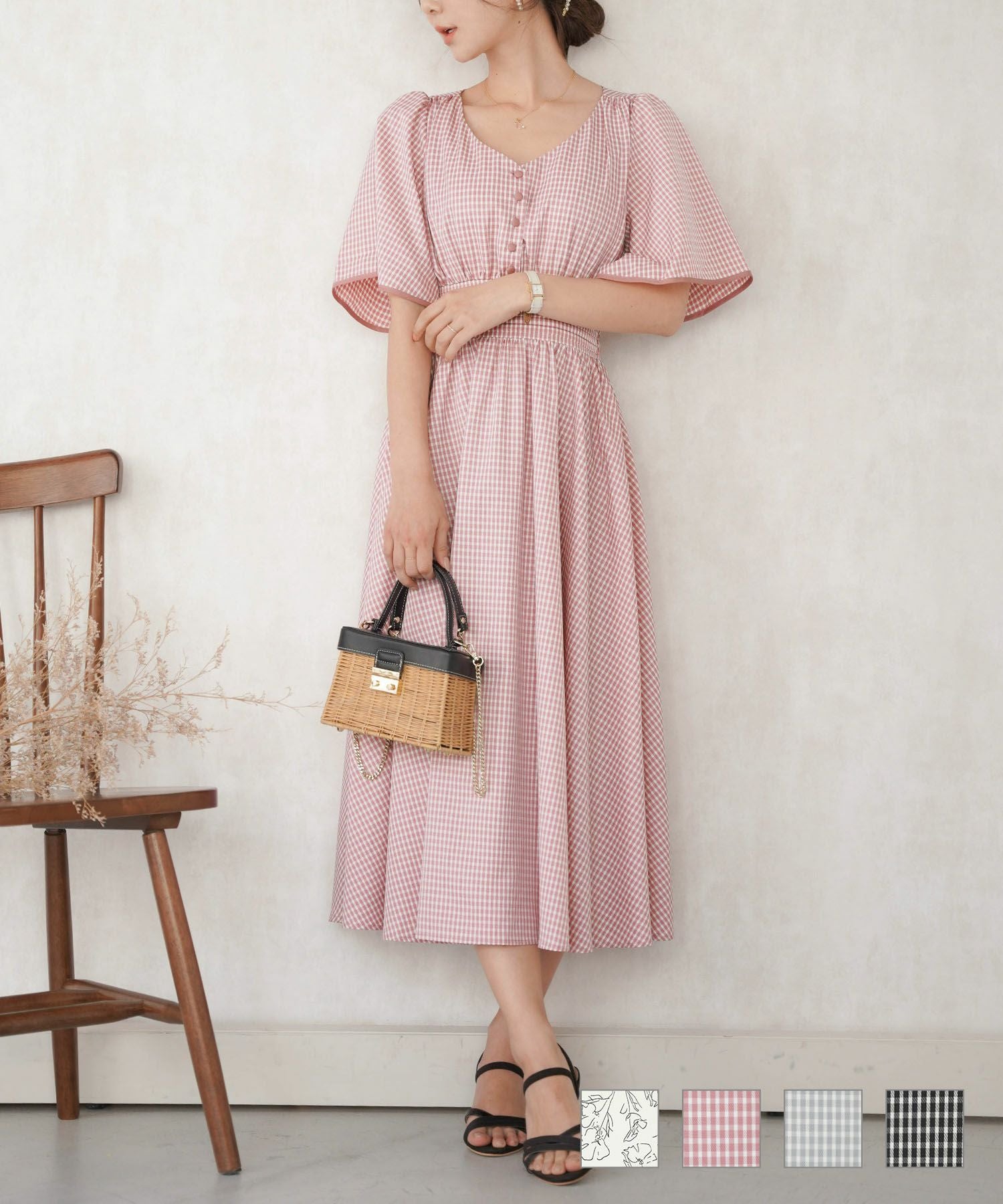 バリエーションパターン フレアスリーブ ワンピース le reve vaniller