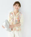 日本製/カーディガン/ボタニカル柄/異素材/ニット/レディース/トップス/羽織り/プリント地/花柄/9分袖/長袖/Vネック/春/夏/ホワイト/アイボリー/ネイビー/カラフル/S/M/上品/綺麗め/