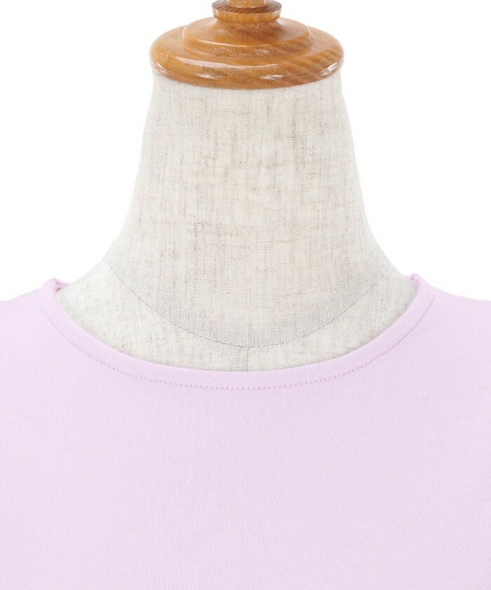 日本製/レディース/トップス/カットソー/プルオーバー/カットソー/ダブル/フリルスリーブ/Tシャツ/背涙開き/ノースリーブ/ホワイト/ラベンダー/ネイビー/きれいめカジュアル/ラフ/手洗い/洗える/春/夏/秋/シンプル/