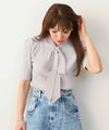 新色追加/手洗い可/マルチニットシリーズ/セットアップ対応商品/リボン/ゴム地/5分袖