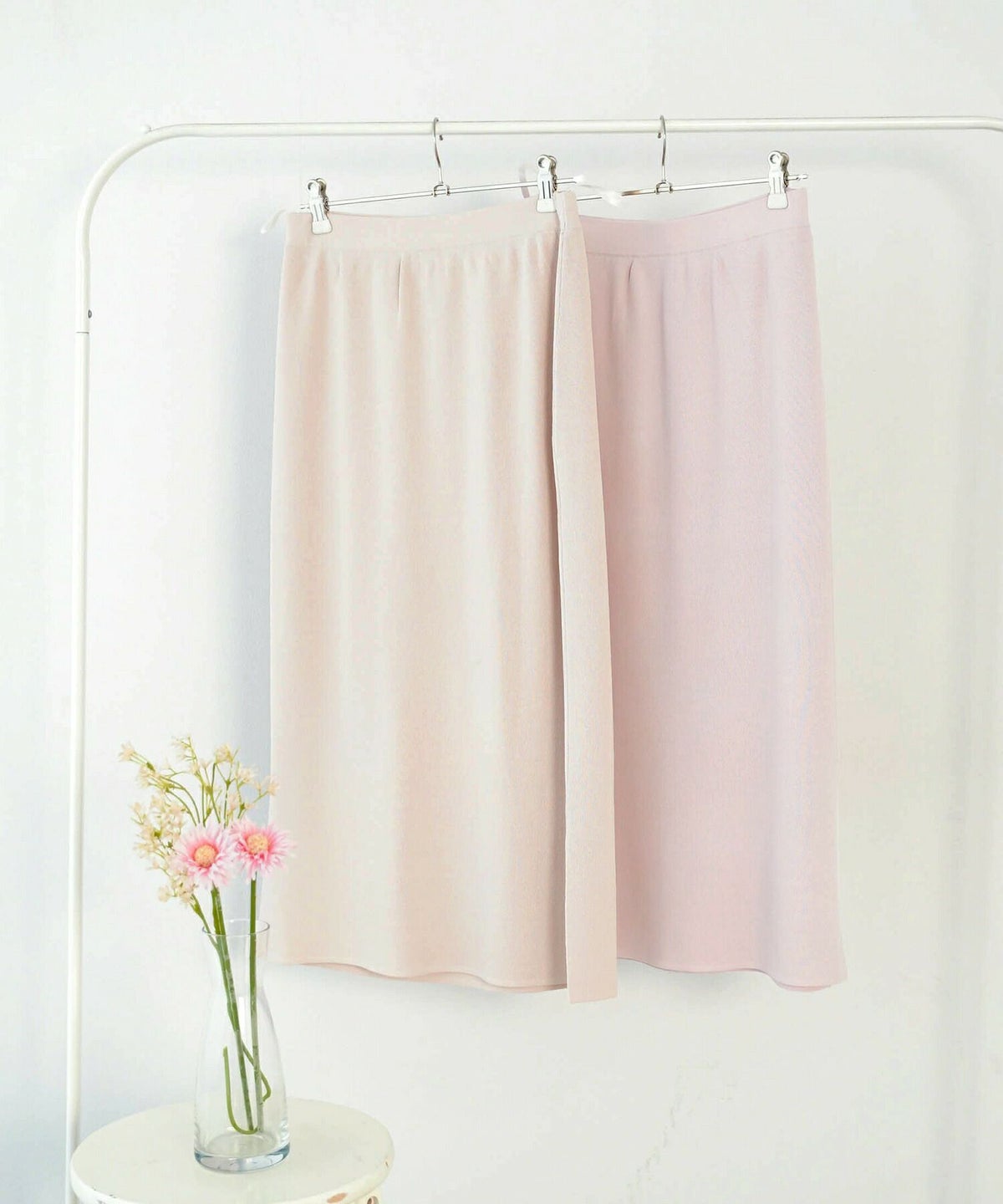 newcolor/新色/大人気/手洗い可/セットアップ対応商品/ドライタッチ/ゴム地/タイトスカート/膝下丈/サマーニット/シャリ感/選べる丈