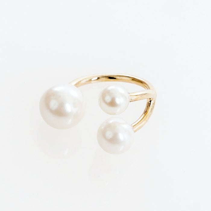 スリー パール リング 真鍮 プラパール 3粒パール スリー パール リング Three Pearl Ring （Liala）