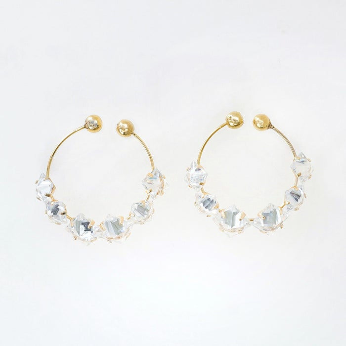2way クリスタル イヤリング Crystal Earring イアカーフ イヤーカフ リング 真鍮 鉄 キュービックジルコニア 2way クリスタル イヤリング 2way Crystal Earring （Liala）