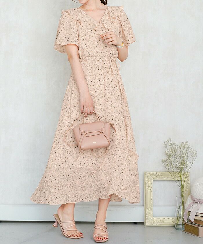ワンピース フラワー マキシ ラッフルフリルライン le reve vaniller