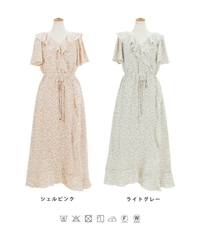 ワンピース フラワー マキシ ラッフルフリルライン le reve vaniller