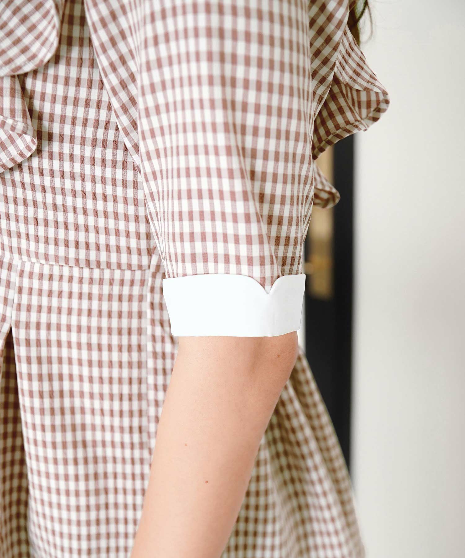 ブラウス ギンガムチェック ペプラム le reve vaniller 全2色｜lvn811