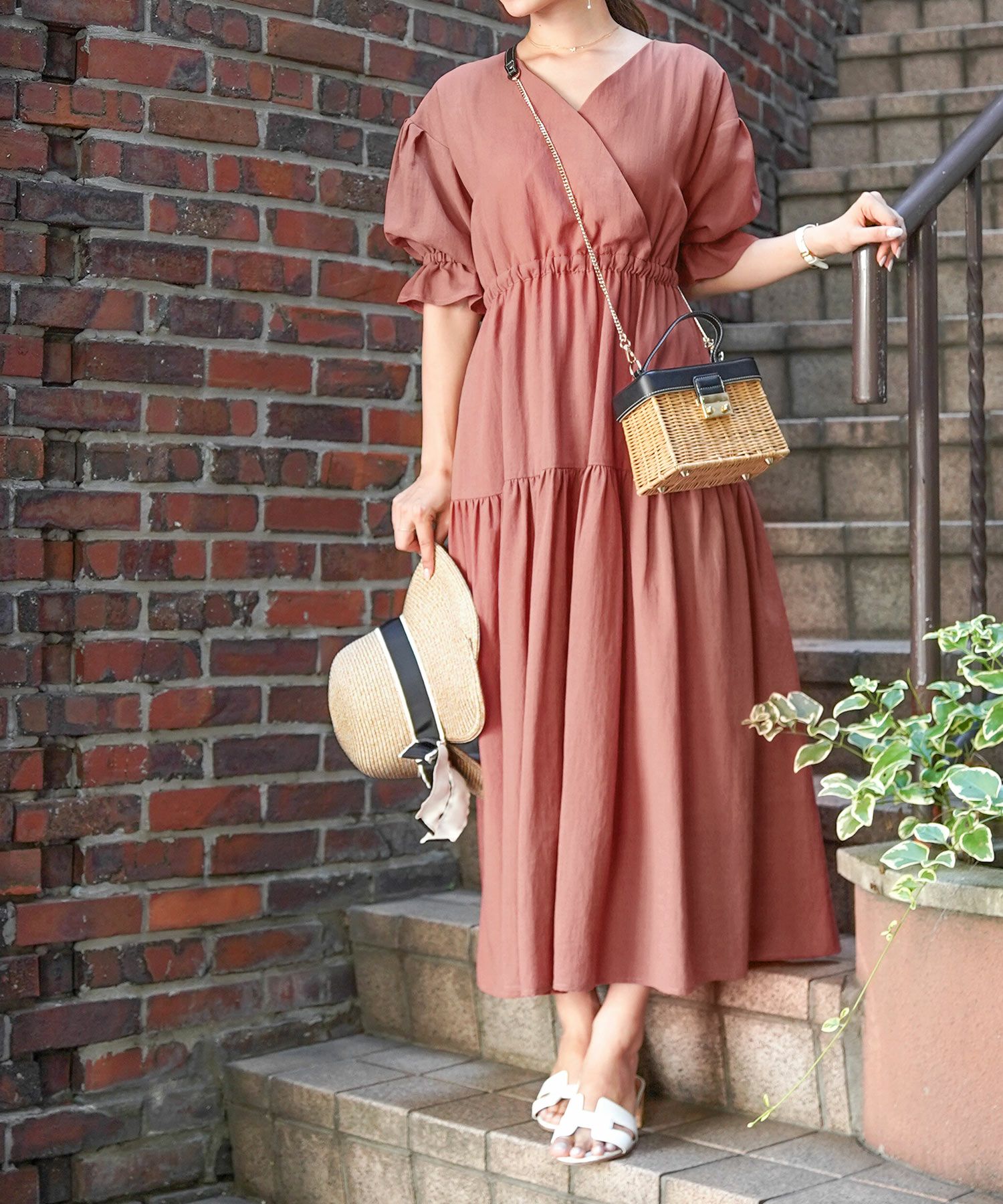 ルネ♡リネンワンピース ワンピース カシュクール リネンライク le reve vaniller 全3色