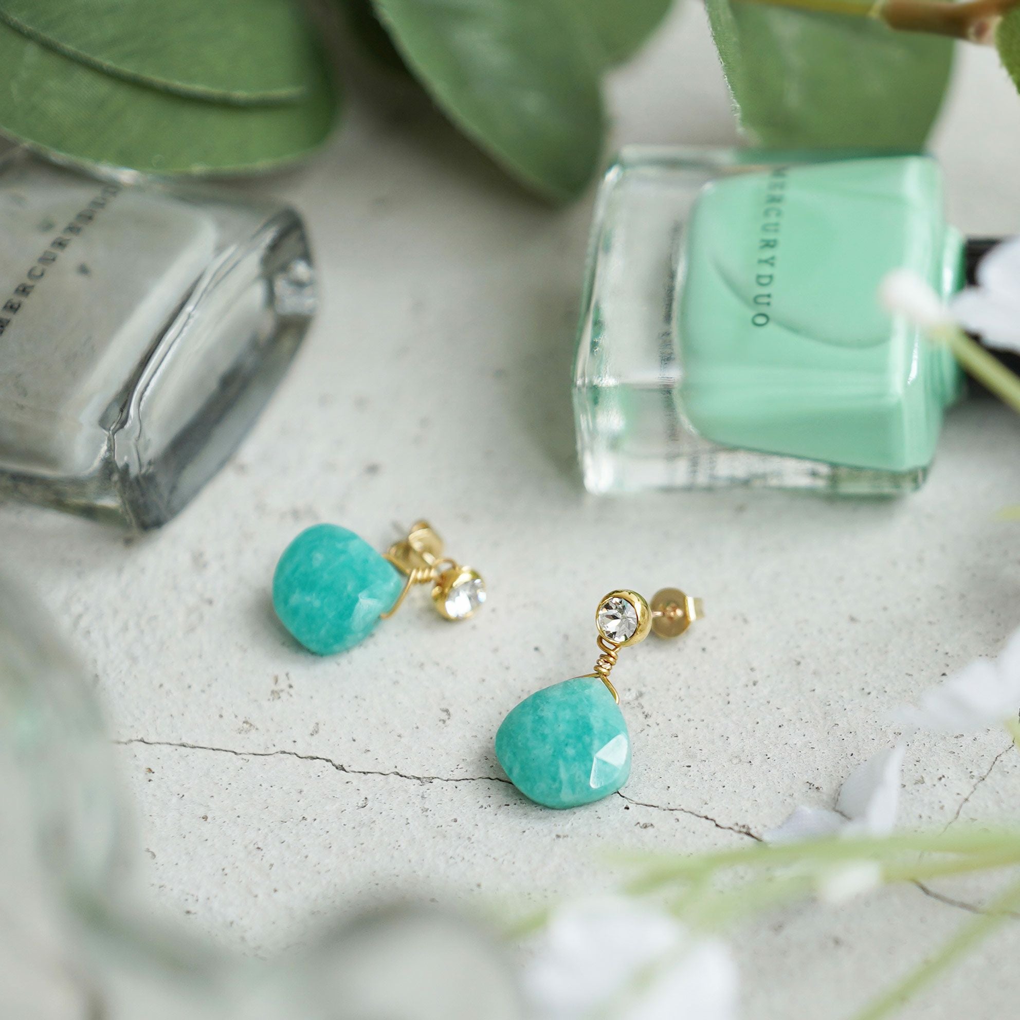 アマゾナイト ストーン ピアス イヤリング Amazonite Stone Pierce