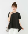 レディース/トップス/ブラウス/ビジュー/ボタン/フレアヘム/イレヘム/ラウンドネック/半袖/手洗い可/体型カバー/S/M/グレージュ/ブラック/