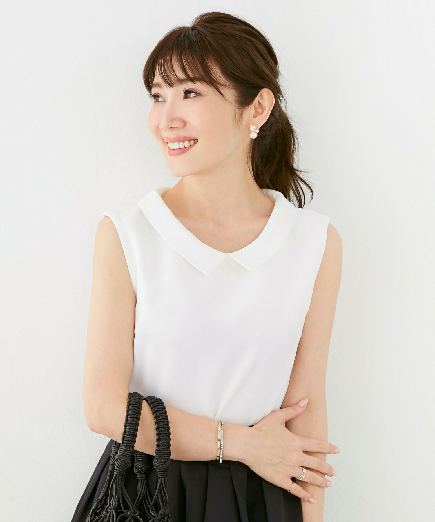 ブラウス 襟付き ノースリーブ Liala×PG 全3色｜lpg811-1144【1