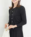 プリマシェレル/PrimaScherrer/レディース/トップス/ニット/カーディガン/スカラップ/パールボタン/羽織り/9分袖/手洗い/セットアップ対応商品/S/M/ピンク/モカ/ブラック/
