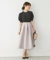 シアーニット/キャミ付き/上品/きれいめ/着回し/ベージュ/キャメル/ブラック/パフニット/リブ/ラウンドネック/サマーニット/夏ニット/晩夏