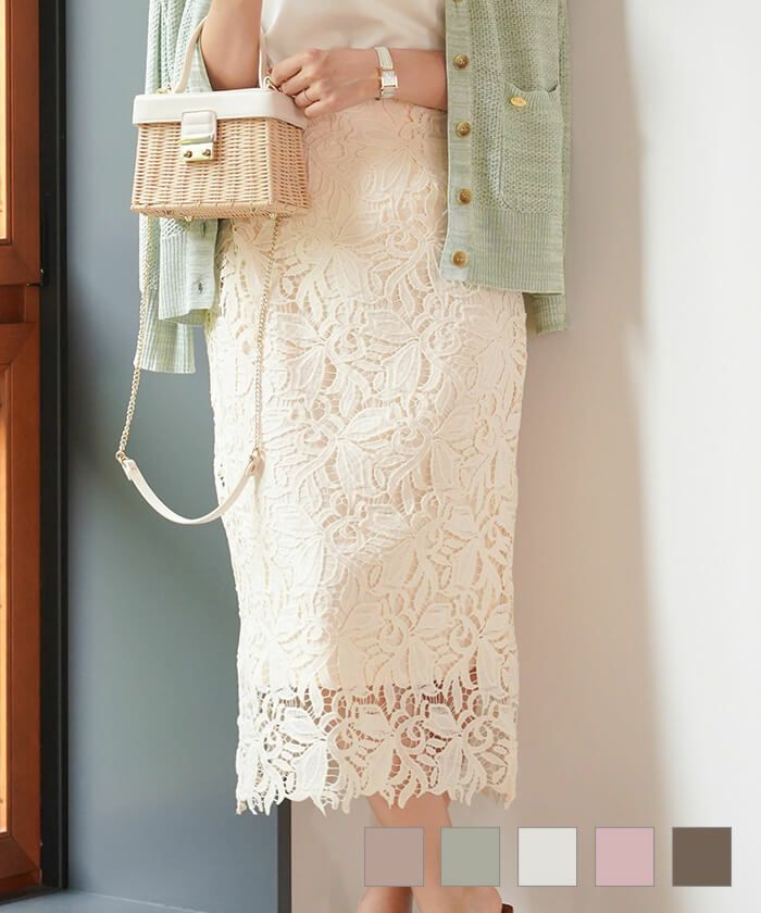 スカート フラワー ケミカルレース le reve vaniller 全5色｜lvn611