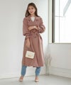 アウター/コート/トレンチ/テロンチ/異素材/バックデザイン/バックレース/レース/縁取りレース/配色レース/バックシャン/キャンディスリーブ//ライトアウター/ライトコート/上品/大人可愛い/フェミニン/フラワーレース/花柄/ロング丈/ホワイト/ベージュ/モカ